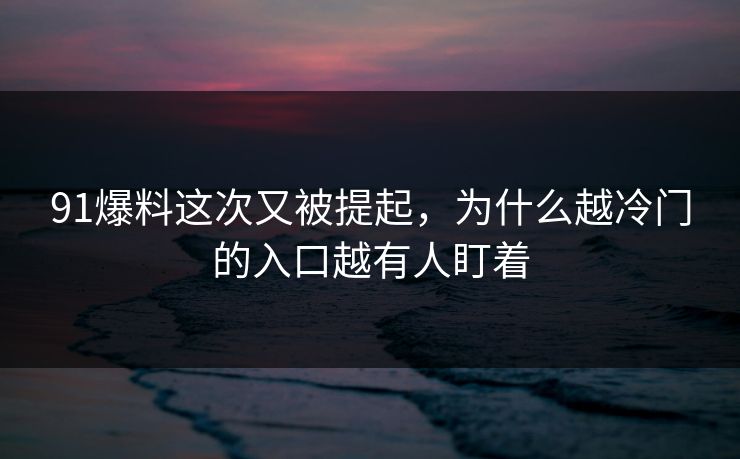 91爆料这次又被提起，为什么越冷门的入口越有人盯着
